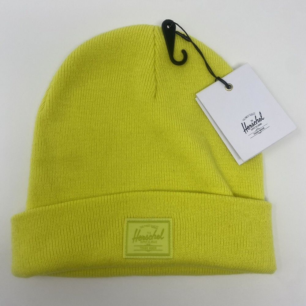 Herschel Supply Co Company Elmer Rib Knit Beanie Bright Green Yellow OSFM New